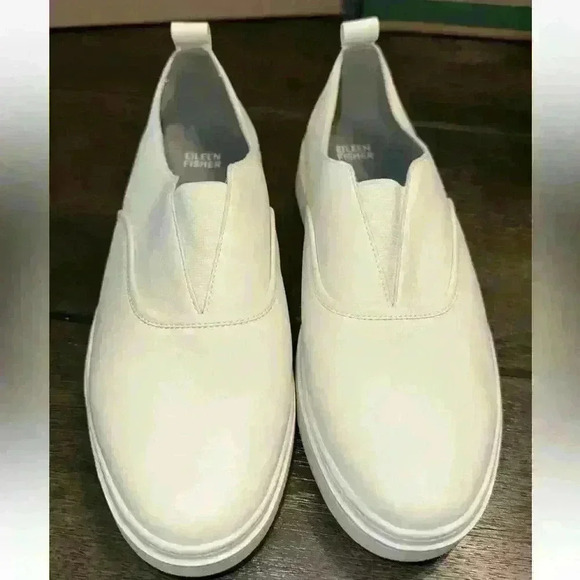 Eileen Fisher Byrdy White Leather Slip-on Sneaker Size 10 - Picture 2 of 4